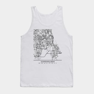 COPENHAGEN DENMARK BLACK CITY STREET MAP ART Tank Top